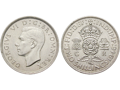 Grossbritannien, Florin, 1937-1946, George VI.