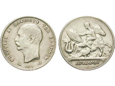 Griechenland, Drachme, 1910-1911, Georg I.
