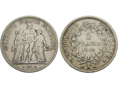 Frankreich, 5 Francs, 1848-1849, II. Republik