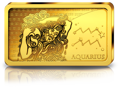 Sternzeichen-Gold-Barrenmünze: Wassermann