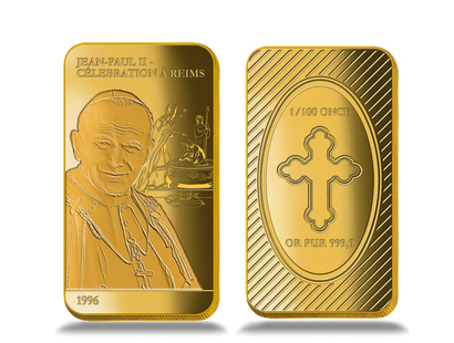 Lingot en or le plus pur « Jean Paul II - Célébration à Reims »