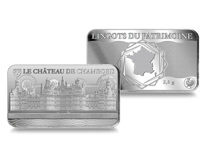 Lingot du patrimoine français en argent pur «Château de Chambord»