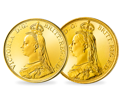 Über 1 oz. Gold von Queen Victoria – Großbritannien 2 und 5 Pfund 1887