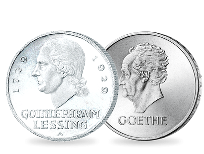 Die ersten deutschen Gedenkmünzen zu Ehren von Lessing und Goethe!