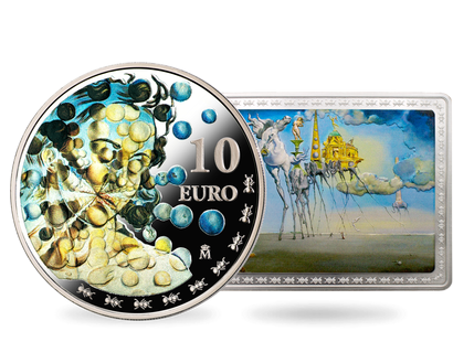 Spanien: "Salvador Dalí" 10 Euro-Silbermünze + Set mit 150 Euro-Barren