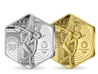 Monnaies 10 Euros & 250 Euros hexagonales «Génie - Jeux Olympiques de PARIS 2024» 2022