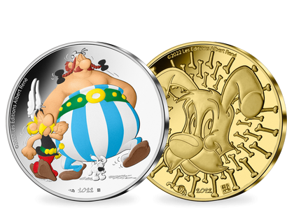 Set de 2 monnaies Héros de l'univers Asterix en argent & or purs 
