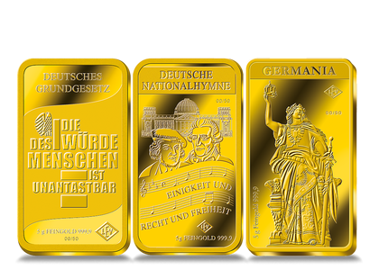 3er Premium-Goldbarren-Satz aus reinstem Feingold in je 5-Gramm!