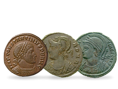 Konstantin und Roms Hauptstädte − 3er-Set Rom, Bronze-Follis 306-337