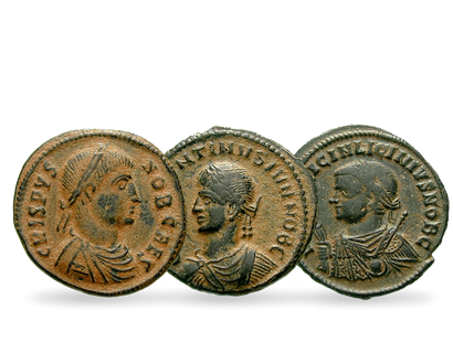 Roms Kaiser sichern die Nachfolge − 3er-Set Bronze-Follis 317-340