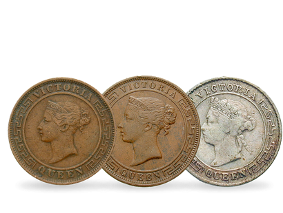 Viktorianische Glanzstücke: 3er-Set 1, 5, 10 Cent 1870 – 1901 