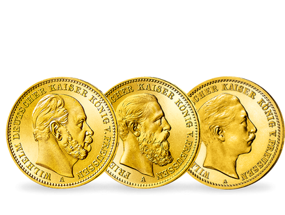 3er-Set Deutsches Reich/Preußen "Drei Kaiser in Gold" 1888