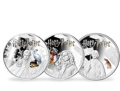 Set de monnaies en argent pur « Harry, Hermione et Ron »