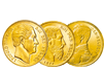 3er-Set Belgien 20 Francs 1865-1914 Leopold I., Leopold II. und Albert I.