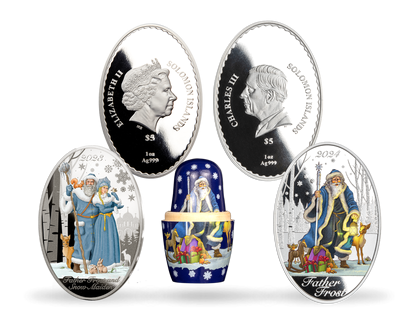 Monnaie ovale en argent pur « Le Père Frost Matrioshka »