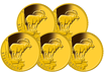 Die offiziellen deutschen 20-Euro-Goldmünzen 2023-2027 im Komplett-Satz mit allen fünf Prägezeichen ADFGJ