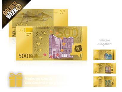 Sensationelle Goldnote zum 20-jährigen Jubiläum – Deutschlands "500-Euro-Note"!
