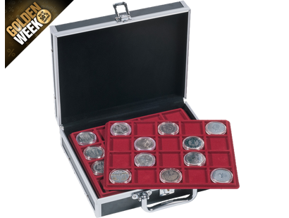 Mini-Münzen-Koffer Schwarz/Silber