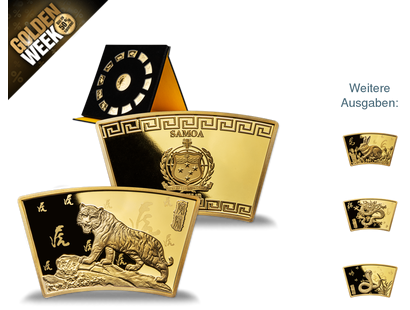 Vergoldete Fächermünzen-Kollektion "Chinesische Tierkreiszeichen"