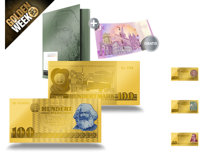 Die Goldnoten-Kollektion „Die Banknoten der DDR in reinstem Gold“