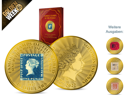 Die berühmtesten Briefmarken auf den größten 1/100-Unzen-Goldmünzen