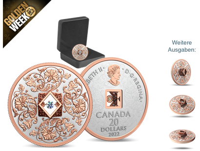 Kanada 2022: Silbermünze mit Diamant und Roségold "Sparkle of the Heart"