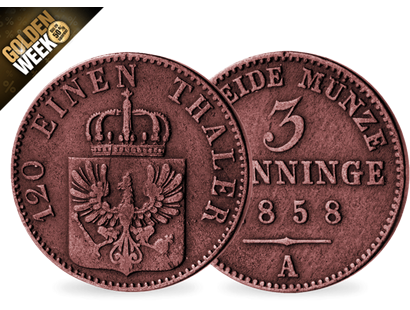Die Ablehnung der Kaiserkrone – Preußen 3 Pfennig 1841-1860