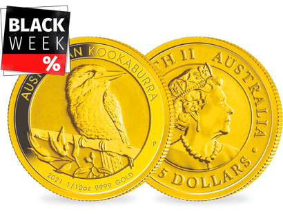 Australiens Anlagemünze "Kookaburra" 2021 aus 1/10 Unze Gold