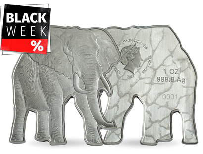 1-Unze-Silbermünze "Afrikanischer Elefant" in einzigartiger Shape-Form