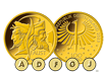 Die offiziellen deutschen 100-Euro-Goldmünzen ab 2023 mit allen fünf Prägezeichen ADFGJ 