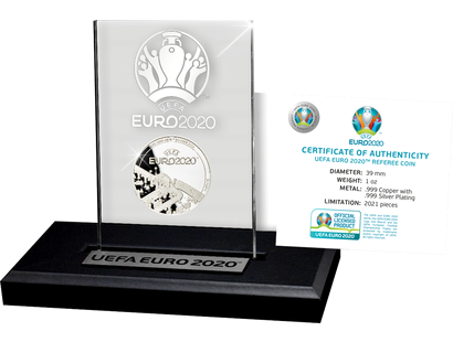 Offizielle "Schiedsrichtermünze" zur UEFA EURO 2020™ - im Acrylrahmen!