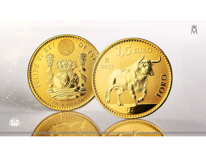 Spanien 2022: Gold-Euro-Anlagemünze "Iberischer Stier - Toro"