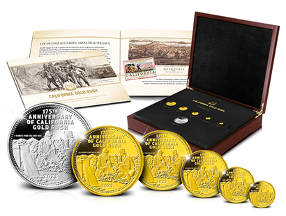 Premium-Satz „175 Jahre Kalifornischer Goldrausch“ in Gold und Silber!