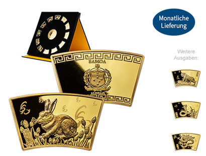 Vergoldete Fächermünzen-Kollektion "Chinesische Tierkreiszeichen"