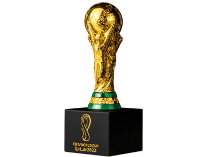 Réplique 3D d'1 once en argent pur & dorée à l'or pur «Trophée», Qatar 2022™