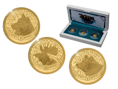 Set de 3 monnaies en or le plus pur «Animaux des neiges »