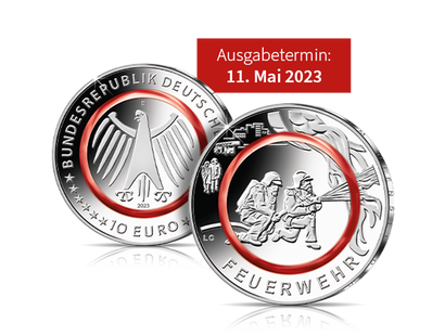 Deutschlands neue 10-Euro-Gedenkmünze 2023 "Feuerwehr" mit Polymer-Sicherheitstechnik