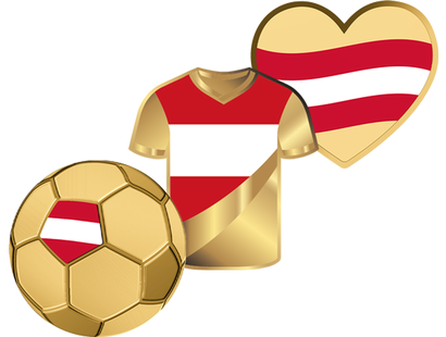3er-Set Kleingold-Münzen ''Fußball in Österreich" in Shape-Form
