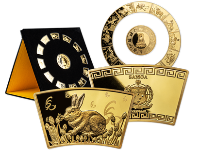 Collection: «Édition Lunar» sur des monnaies dorées à l'or pur. En première livraison, la monnaie «Le Lapin»