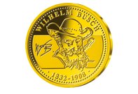 Goldprägung Wilhelm Busch, Gold (585/1000), Spiegelglanz