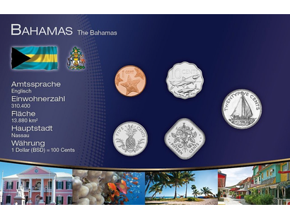 Kursmünzensatz-Motivkarte "Bahamas"