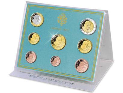 Vatikan 2013: Seltener Kursmünzensatz mit Papst Benedikt XVI.