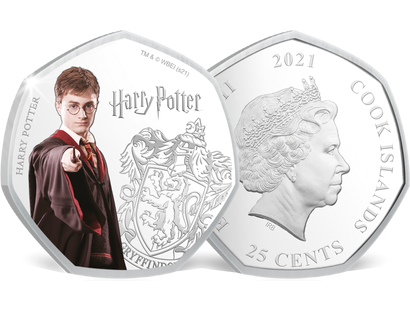 Monnaie heptagonale colorisée & argentée à l’argent pur «Harry Potter»