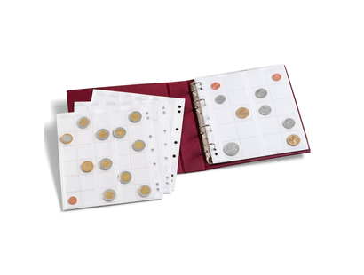 Münzenalbum NUMIS, mit 5 Hüllen, rot