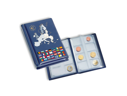 Taschenalbum ROUTE für 12 Euro-Kursmünzensätze, blau
