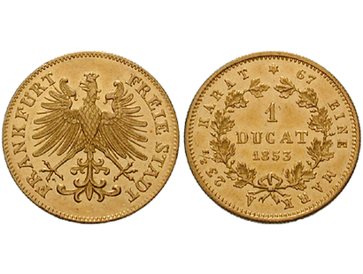 Ein Frankfurter Dukat aus dem 19.Jh. − Frankfurt, Dukat 1853, 1856