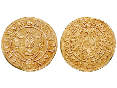 Ein Goldgulden mit Augsburgs Pyr − Augsburg, Goldgulden 1519-1556