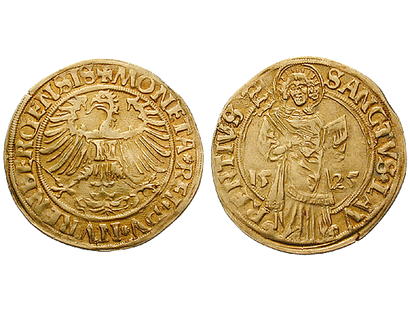 Der Heilige Laurentius mit dem Rost − Nürnberg, Goldgulden 1429-1613