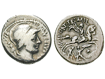 Ciceros Reden als Münzkunst − Römische Republik, Denar 55 v.Chr.