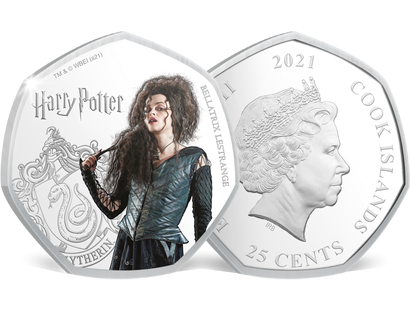 Monnaie heptagonale colorisée & argentée à l’argent pur «Harry Potter - Bellatrix»